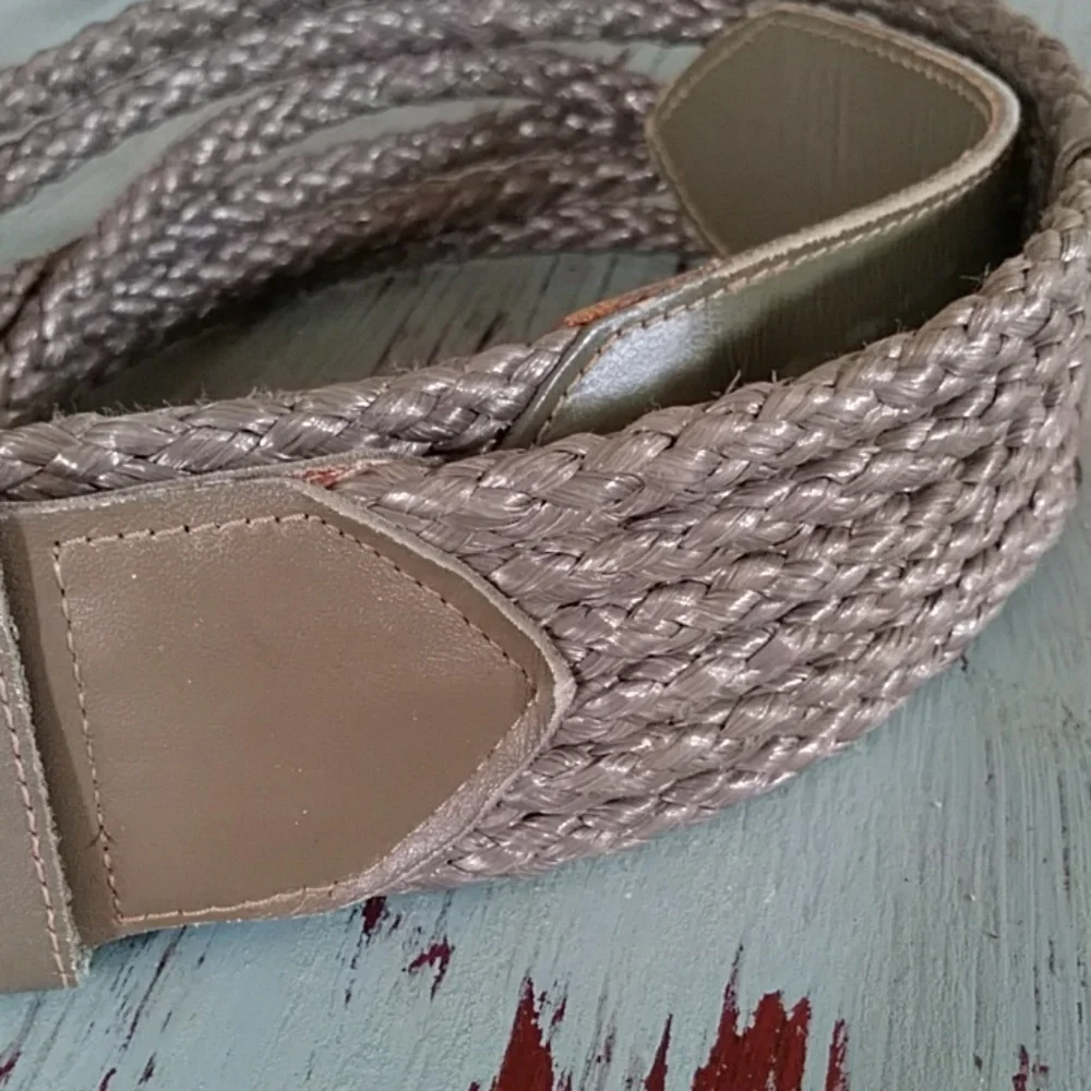 Leather and woven chord belt
